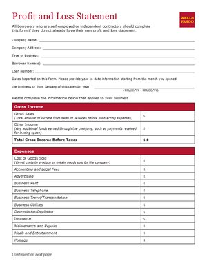 Thumbnail for Profit And Loss Statement