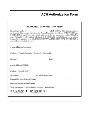 Thumbnail for ACH Authorization Form