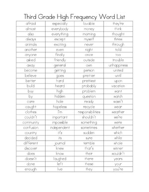 Thumbnail for Third Grade High Frequency Word List