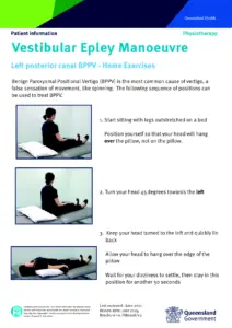 Qld Health | Physiotherapy | Vestibular Epley Manoeuvre thumbnail