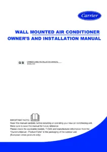 Carrier WALL MOUNTED AIR CONDITIONER OWNER’S AND INSTALLATION MANUAL thumbnail