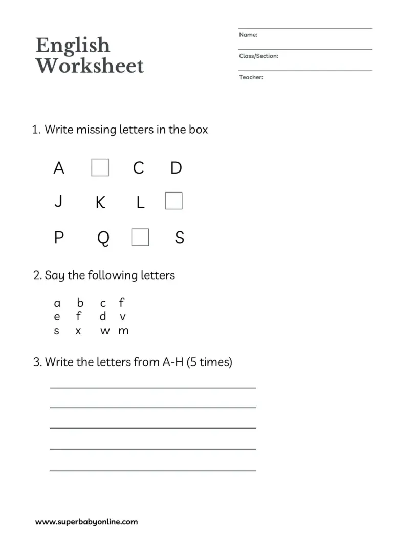 LKG English Worksheet