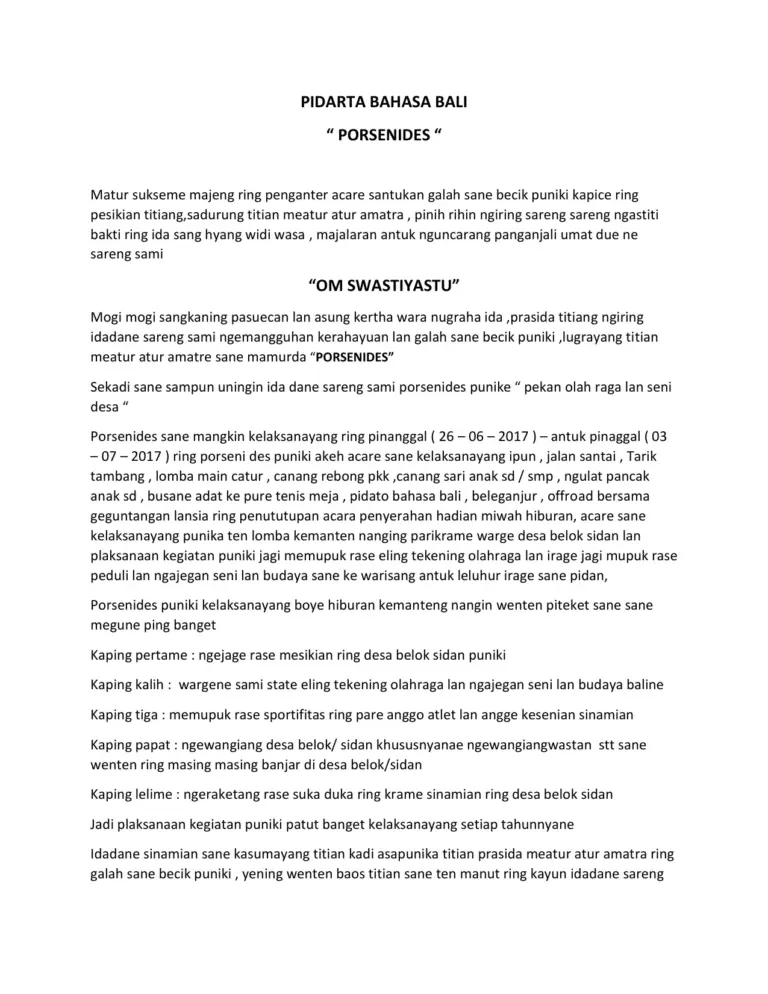 Pidarta Bahasa Bali