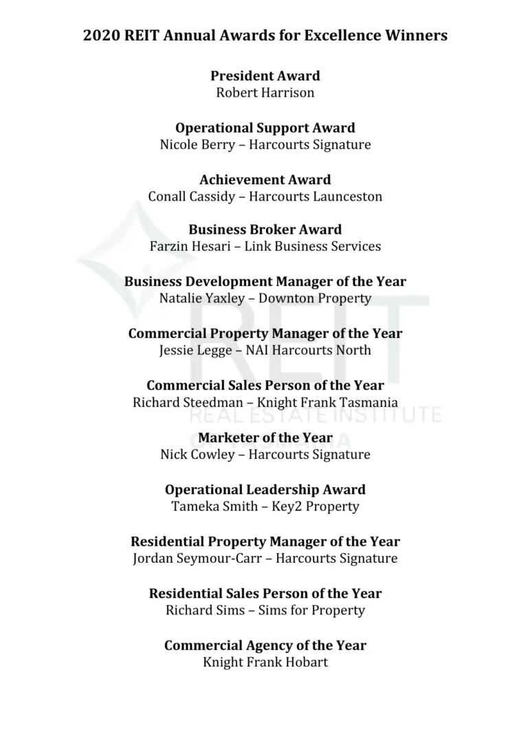 2020 Reit Annual Awards For Excellence Winners