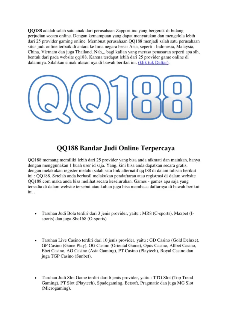 SEDAYUBET QQ188 Bandar Judi Online Terpercaya