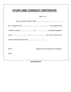 Study And Conduct Certificate thumbnail