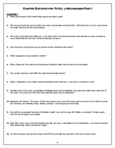 CHAPTER QUESTIONS FOR TO KILL A MOCKINGBIRD thumbnail