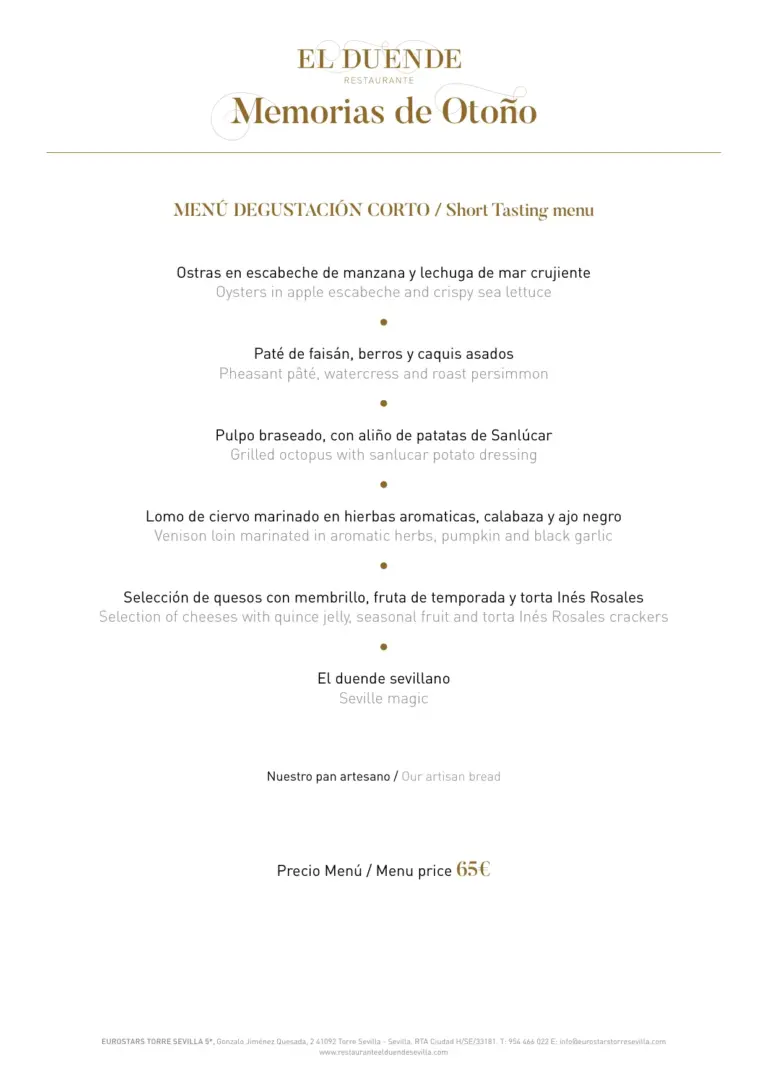 MenÚ DegustaciÓn Corto
