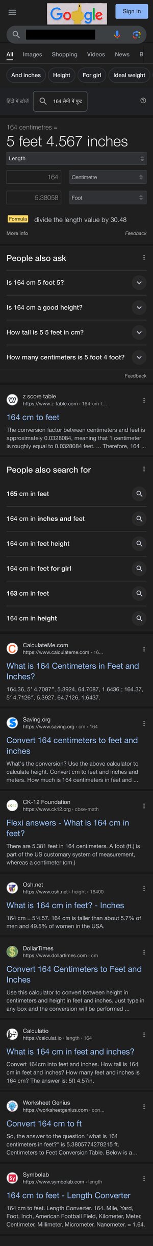 Thumbnail for 164 CM In Feet Google Search