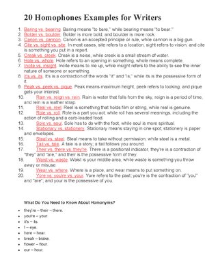 Thumbnail for 20 Homophones Examples For Writers