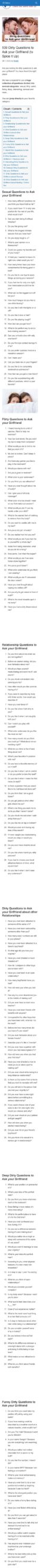Thumbnail for 539 Dirty Questions To Ask Your Girlfriend (To Spice It Up) Obsah Contents