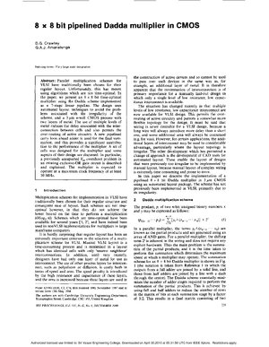 Thumbnail for 8 X 8 Bit Pipelined Dadda Multiplier In CMOS