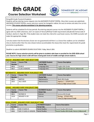 Thumbnail for 8th GRADE Course Selection Worksheet