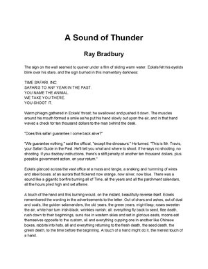 Thumbnail for A Sound Of Thunder Ray Bradbury