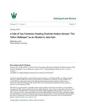 Thumbnail for A Tale of T ale of Two Feminists: Reading Charlotte P eminists: Reading Charlotte Perkins Giman erkins Giman's "The YellowWallpaper"