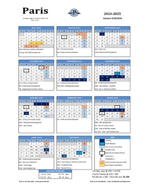 Thumbnail for Approved 2024 2025 PISD School Calendar