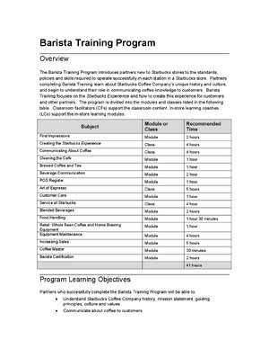 Thumbnail for Barista Training Program Guide