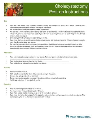 Thumbnail for Kaiser Permanente: Cholecystectomy Post-op Instructions