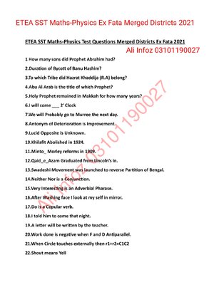 Thumbnail for ETEA SST Maths Physics All Past Papers By Muhammad Ali
