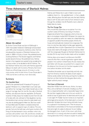 Thumbnail for Three Adventures of Sherlock Holmes Teacher Notes