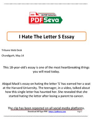 (PDF) I Hate The Letter S Essay - Download