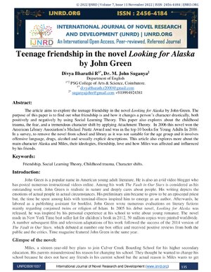 Thumbnail for Teenage friendship in the novel Looking for Alaska by John Green