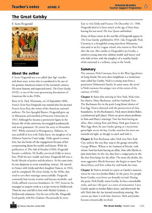 Thumbnail for Teachers Notes Great Gatsby