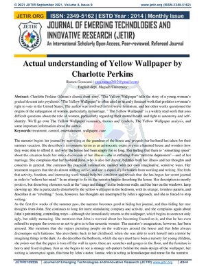 Thumbnail for Actual understanding of Yellow Wallpaper by Charlotte Perkins