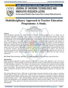 Multidisciplinary Approach in Teacher Education Programme: A Study. thumbnail