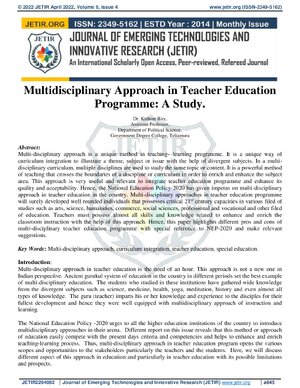 Thumbnail for Multidisciplinary Approach in Teacher Education Programme: A Study