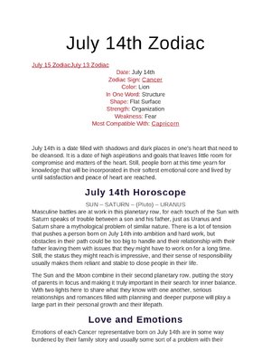 Thumbnail for July 14th Zodiac