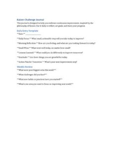 Kaizen Challenge Journal Template Www Document thumbnail
