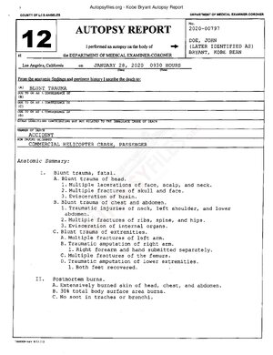 Kobe Bryant Autopsy Report | PDF | Chesser Resources