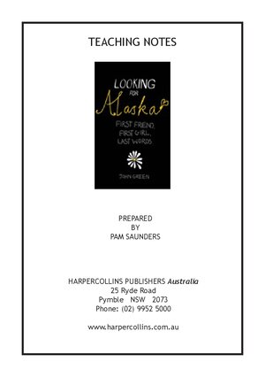 Thumbnail for Looking For Alaska Teaching Notes