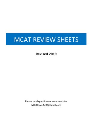 Thumbnail for MCAT Review Sheets MileDownMD