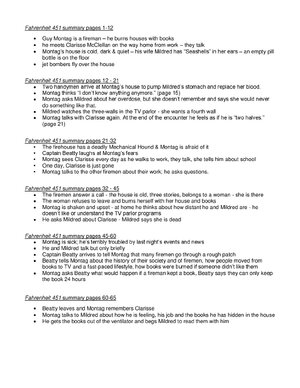 Thumbnail for Fahrenheit 451 Summary - Page 1 - 67