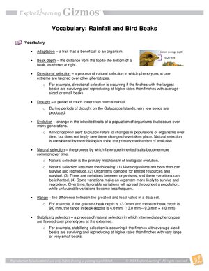 Thumbnail for Rainfall And Bird Beaks Gizmo Answers Voc