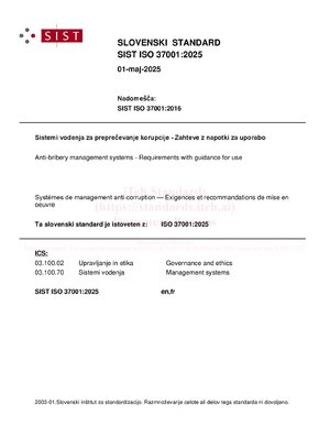 Thumbnail for Nadomešča: SIST ISO 37001:2016
