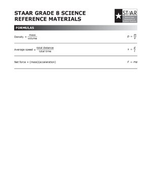Thumbnail for STAAR Grade 8 Science Reference Materials