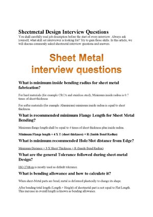 Thumbnail for Sheetmetal Design Interview Questions