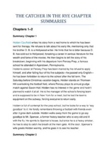 THE CATCHER IN THE RYE CHAPTER SUMMARIES thumbnail
