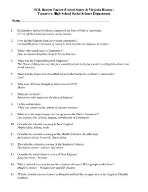 PDF THS VA And US History SOL Review Packet Answers 1 Download