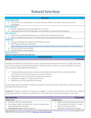 Thumbnail for Teacher Guide Natural Selection