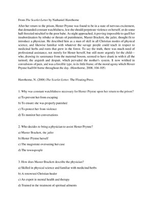 Thumbnail for The Scarlet Letter Qouestion and Answers