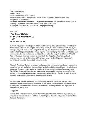 Thumbnail for The Great Gatsby Novel 1925