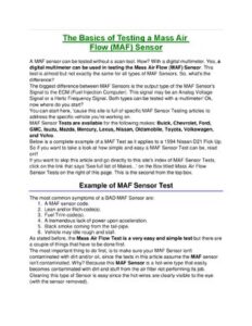 The Basics Of Testing A Mass Air Flow (MAF) Sensor thumbnail