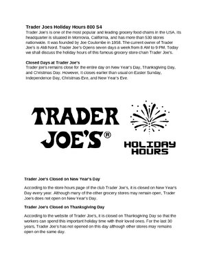 Thumbnail for Trader Joes Holiday Hours