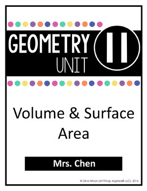 Thumbnail for Unit 11 Surface Area And Volume Honors