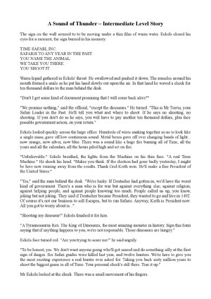 Thumbnail for A Sound of Thunder – Intermediate Level Story