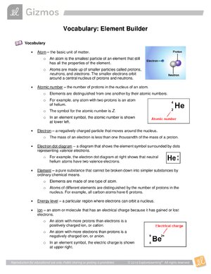 Thumbnail for Element Builder Gizmo Answer Key Voc